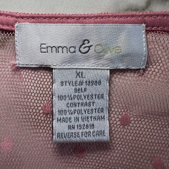 Emma & Olive Swiss Dot Mesh Overlay Top Sweetheart Neck Bell Sleeve Pink size XL - Picture 8 of 11